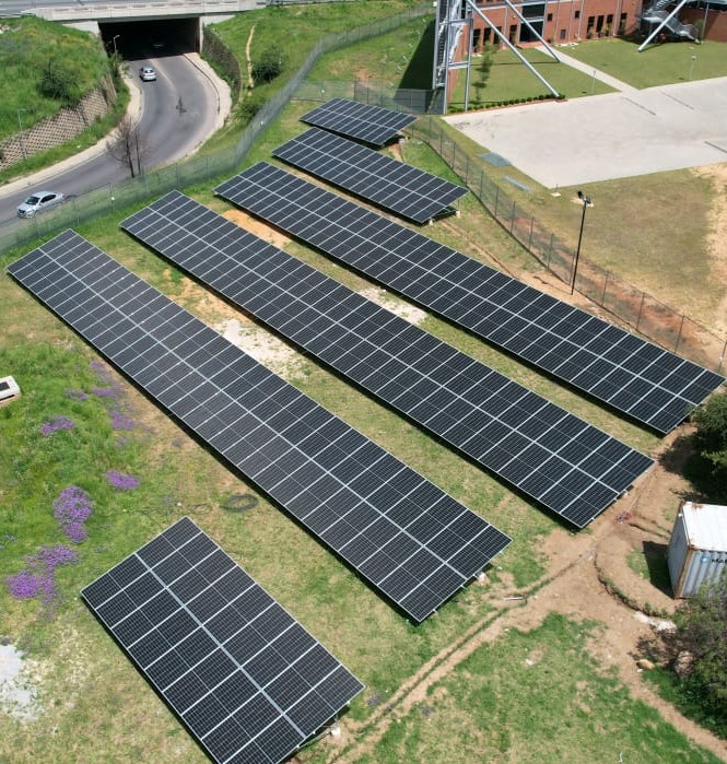 Commercial rooftop solar installation on a South African business